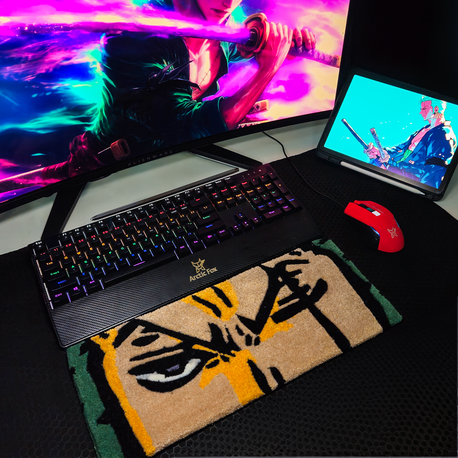 Anime Swordsman Gaming Wrist Rest Rug - Ergonomic Keyboard Support for Gamers