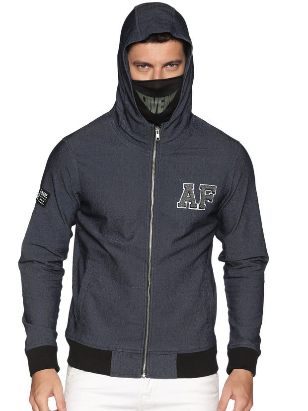 Arctic Fox Male Denim Black sweatshirts with Integrated Mask & Hoodies