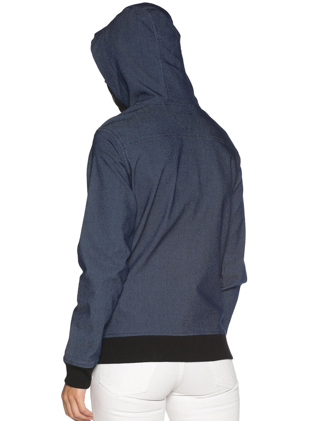 ArcticFox Female Denim Blue sweatshirt with Integrated Mask & Hoodies