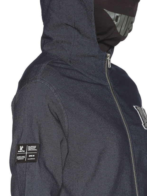 ArcticFox Female Denim Black sweatshirt with Integrated Mask & Hoodies